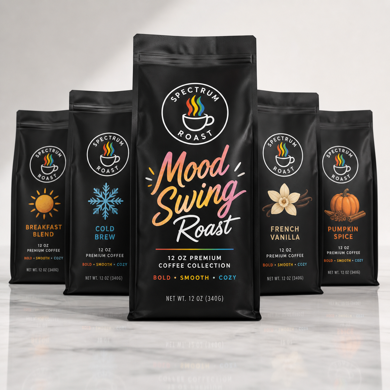 Mood Swing Roast 12oz Premium Coffee Collection | Smooth, Bold & Cozy Spectrum Roast Variety